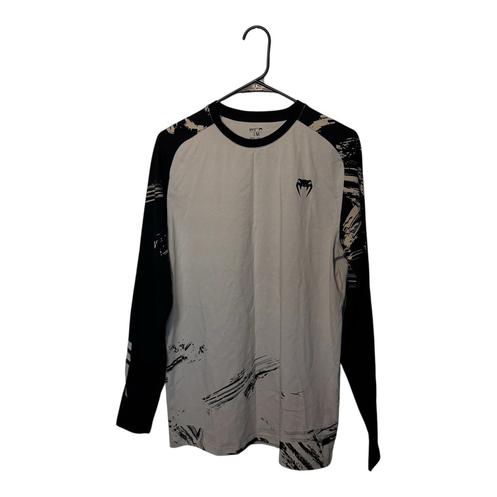 Venum UFC Shirt Mens Medium Beige Black Long Sleeve Fight Week MMA Boxing